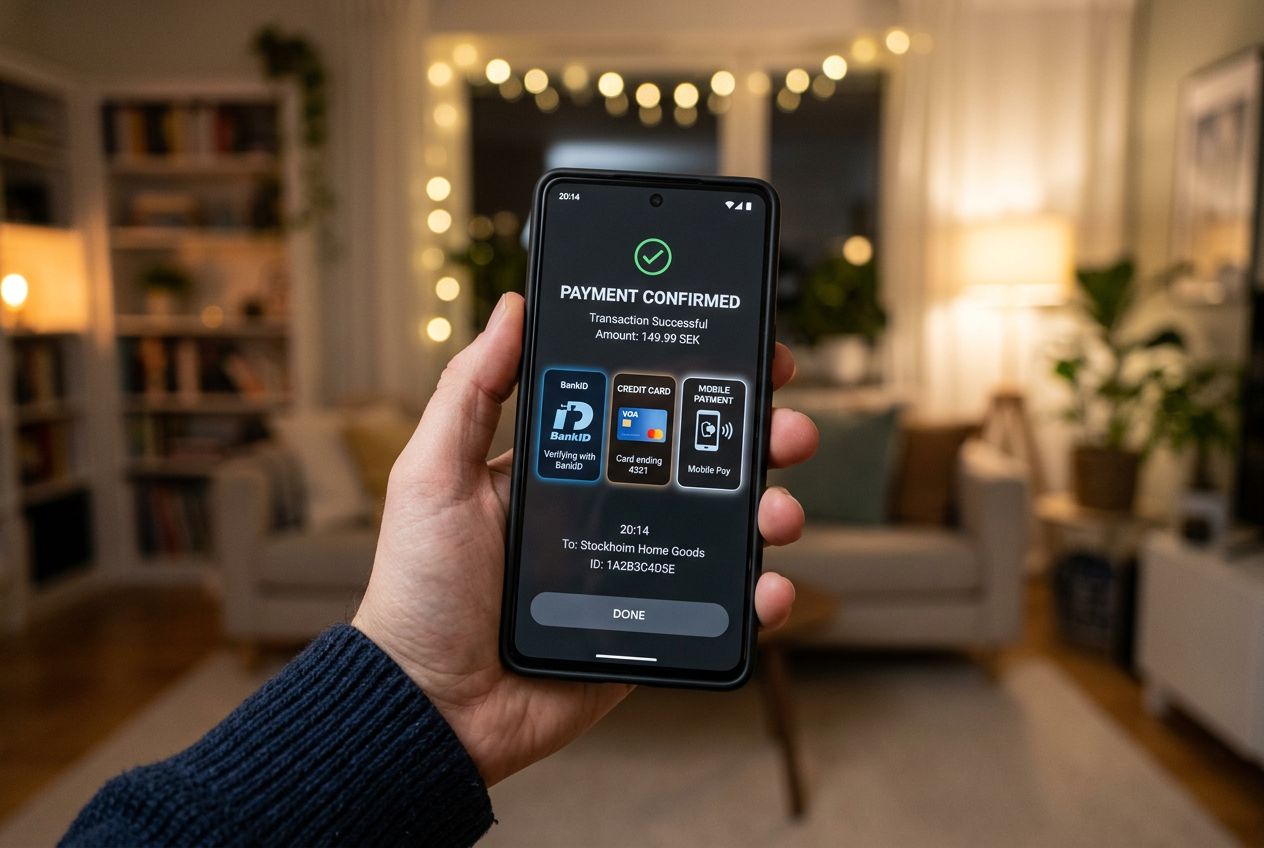 Uživatel ovládající mobilní aplikaci kasina se zabezpečeným rozhraním a platebními ikonami